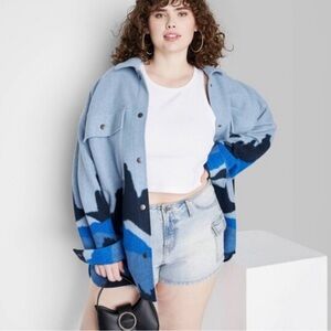 NWT Mountain Range Blue Patterned Women's Shacket